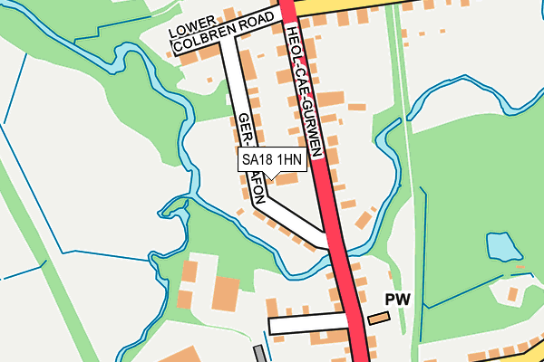 SA18 1HN map - OS OpenMap – Local (Ordnance Survey)