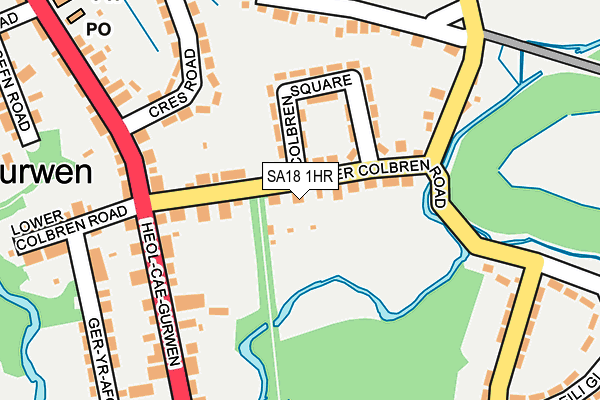 SA18 1HR map - OS OpenMap – Local (Ordnance Survey)