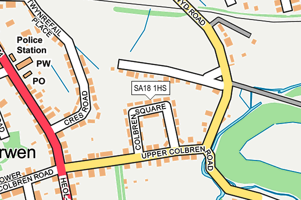 SA18 1HS map - OS OpenMap – Local (Ordnance Survey)