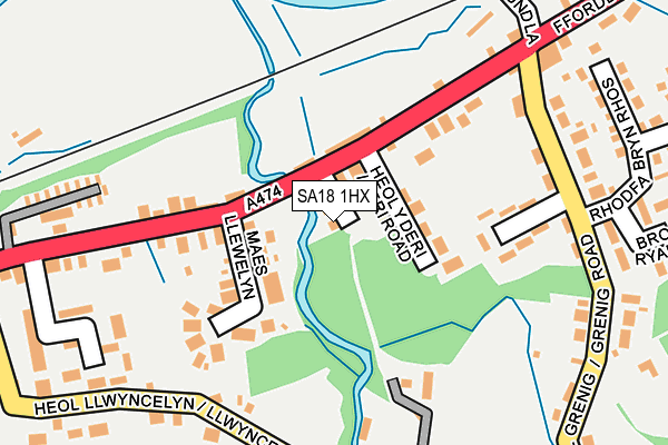 SA18 1HX map - OS OpenMap – Local (Ordnance Survey)