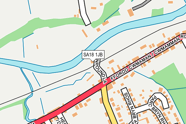 SA18 1JB map - OS OpenMap – Local (Ordnance Survey)