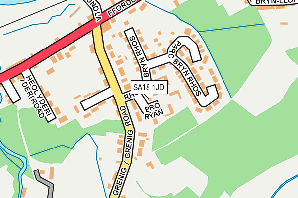 SA18 1JD map - OS OpenMap – Local (Ordnance Survey)