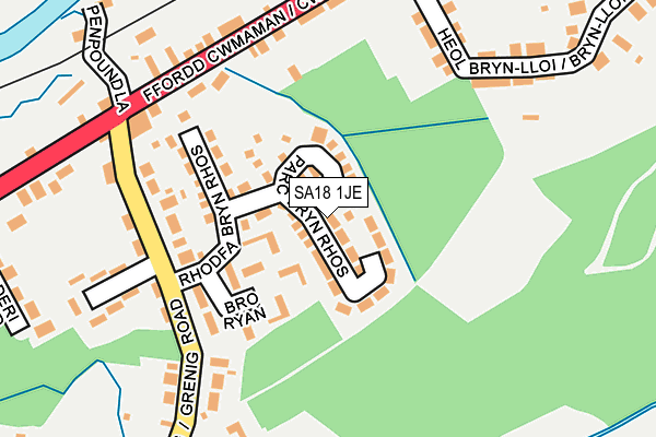 SA18 1JE map - OS OpenMap – Local (Ordnance Survey)
