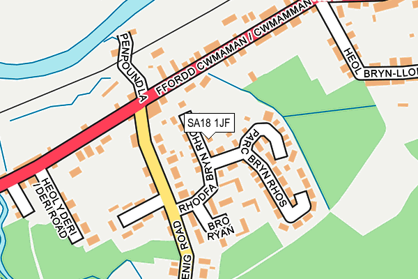 SA18 1JF map - OS OpenMap – Local (Ordnance Survey)