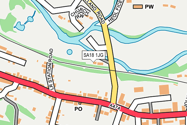 SA18 1JG map - OS OpenMap – Local (Ordnance Survey)