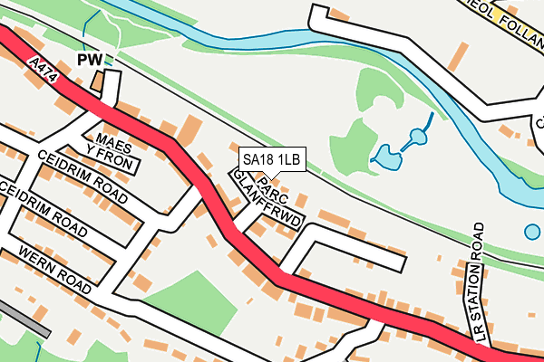 SA18 1LB map - OS OpenMap – Local (Ordnance Survey)