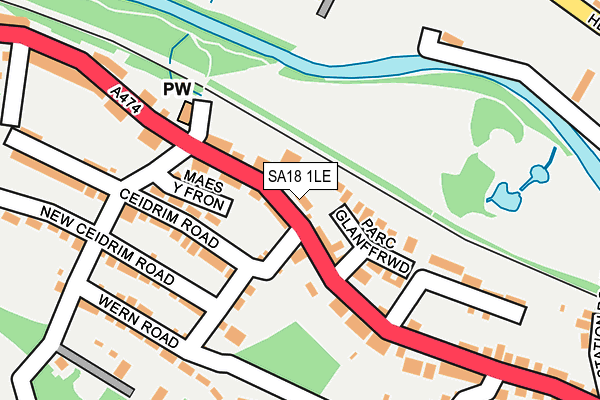 SA18 1LE map - OS OpenMap – Local (Ordnance Survey)