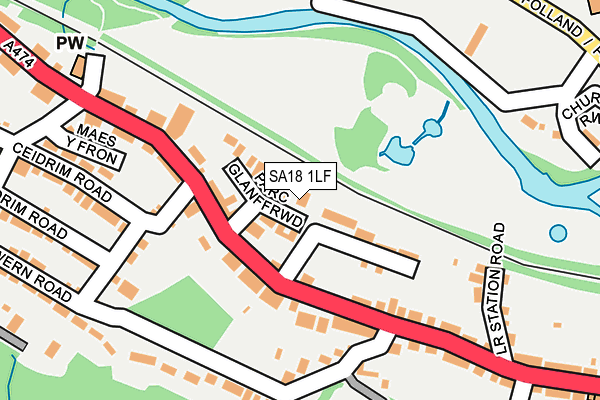 SA18 1LF map - OS OpenMap – Local (Ordnance Survey)