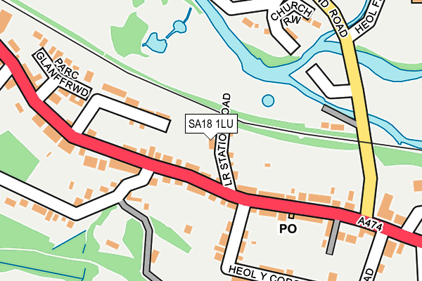 SA18 1LU map - OS OpenMap – Local (Ordnance Survey)