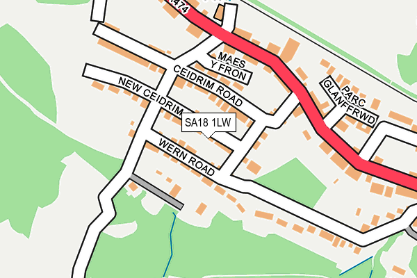 SA18 1LW map - OS OpenMap – Local (Ordnance Survey)