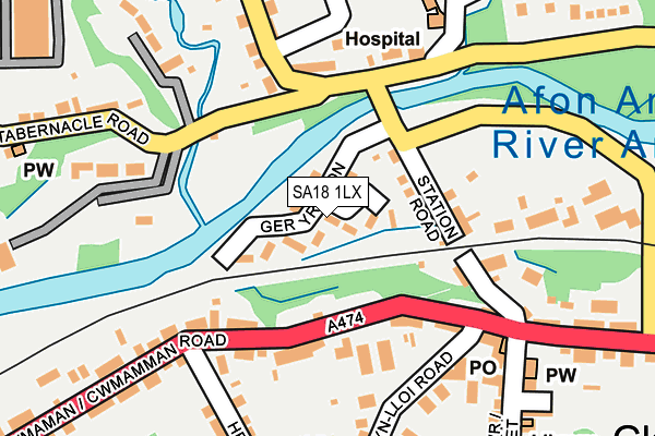 SA18 1LX map - OS OpenMap – Local (Ordnance Survey)