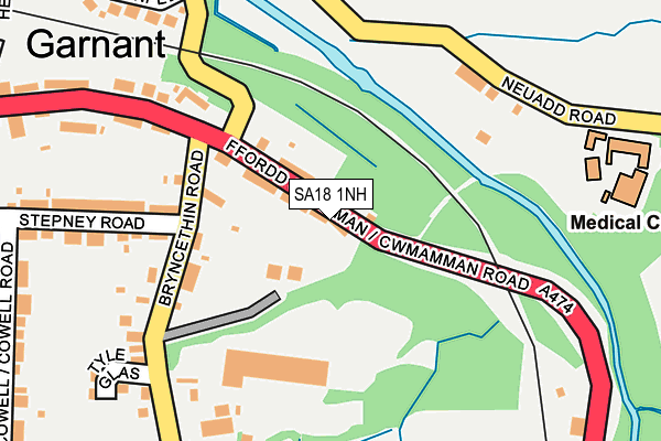 SA18 1NH map - OS OpenMap – Local (Ordnance Survey)