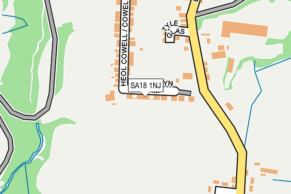SA18 1NJ map - OS OpenMap – Local (Ordnance Survey)
