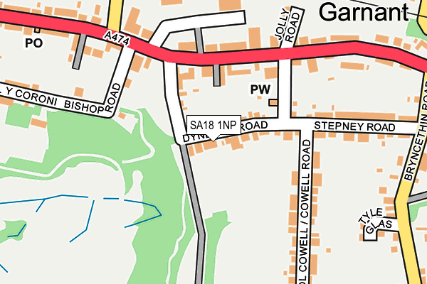 SA18 1NP map - OS OpenMap – Local (Ordnance Survey)