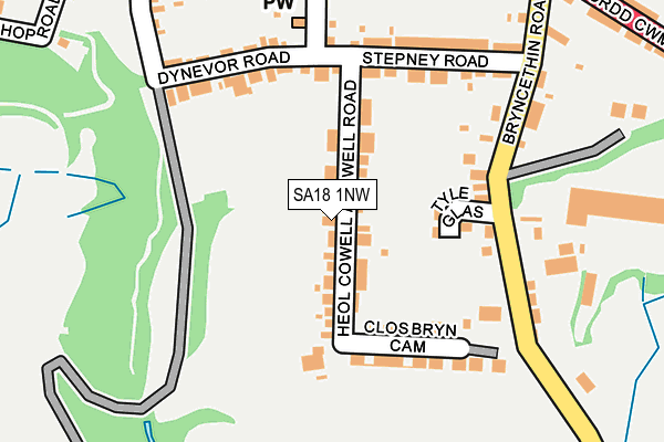 SA18 1NW map - OS OpenMap – Local (Ordnance Survey)