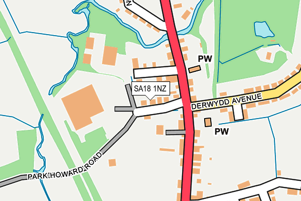 SA18 1NZ map - OS OpenMap – Local (Ordnance Survey)