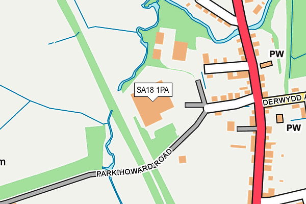 SA18 1PA map - OS OpenMap – Local (Ordnance Survey)