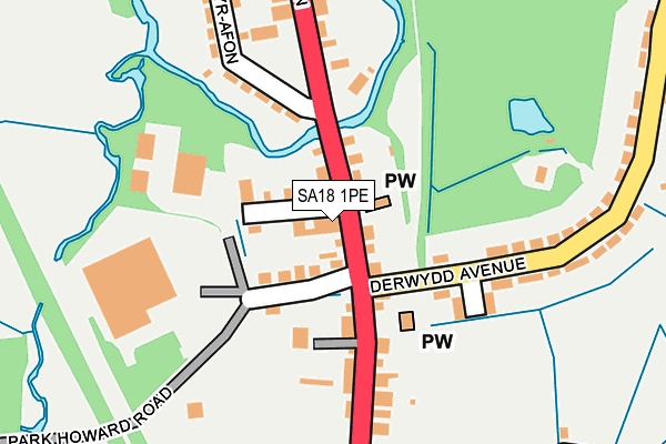 SA18 1PE map - OS OpenMap – Local (Ordnance Survey)