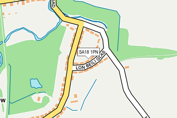 SA18 1PN map - OS OpenMap – Local (Ordnance Survey)