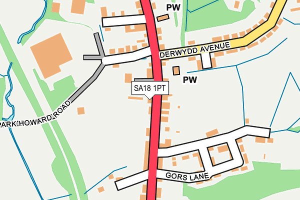 SA18 1PT map - OS OpenMap – Local (Ordnance Survey)