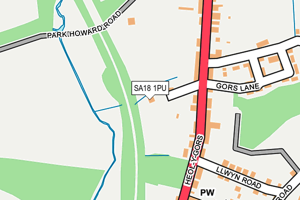 SA18 1PU map - OS OpenMap – Local (Ordnance Survey)