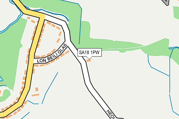 SA18 1PW map - OS OpenMap – Local (Ordnance Survey)