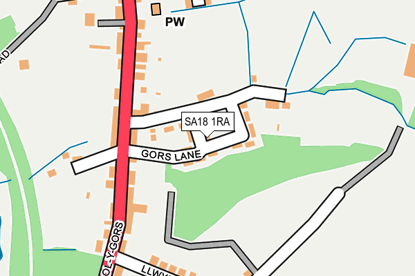 SA18 1RA map - OS OpenMap – Local (Ordnance Survey)