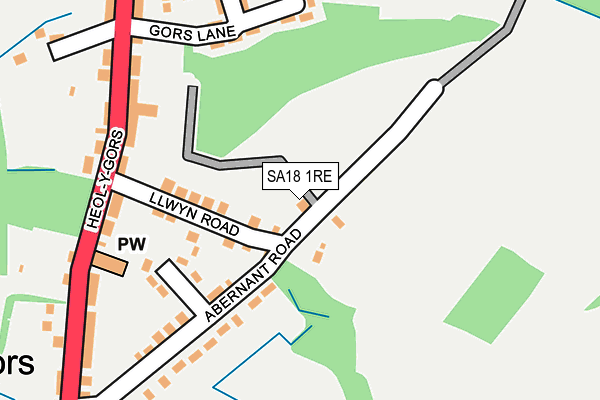 SA18 1RE map - OS OpenMap – Local (Ordnance Survey)