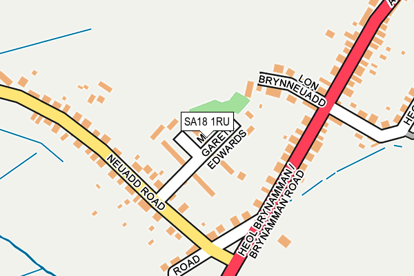 SA18 1RU map - OS OpenMap – Local (Ordnance Survey)