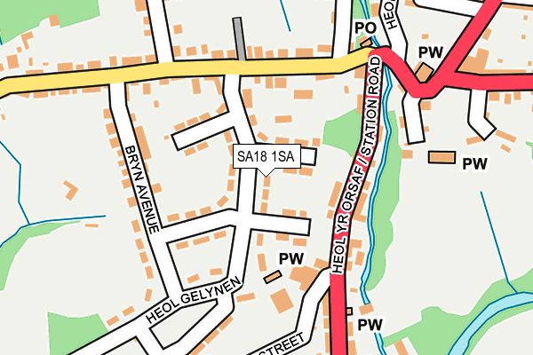 SA18 1SA map - OS OpenMap – Local (Ordnance Survey)