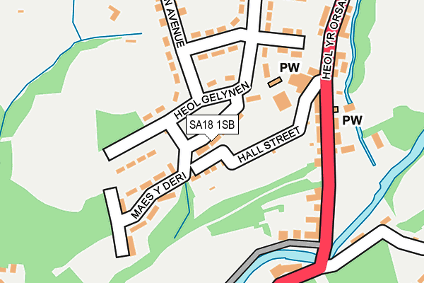 SA18 1SB map - OS OpenMap – Local (Ordnance Survey)