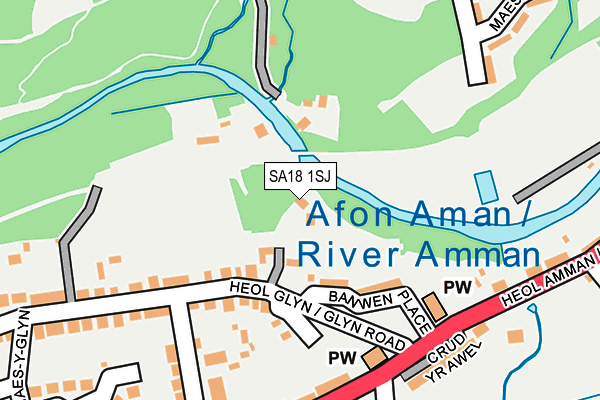 SA18 1SJ map - OS OpenMap – Local (Ordnance Survey)
