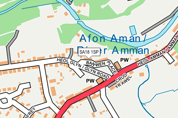 SA18 1SP map - OS OpenMap – Local (Ordnance Survey)