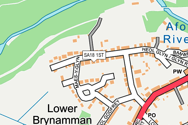 SA18 1ST map - OS OpenMap – Local (Ordnance Survey)