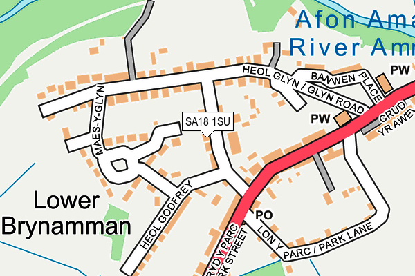 SA18 1SU map - OS OpenMap – Local (Ordnance Survey)