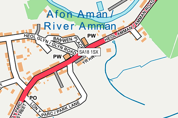 SA18 1SX map - OS OpenMap – Local (Ordnance Survey)