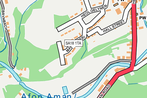 SA18 1TA map - OS OpenMap – Local (Ordnance Survey)