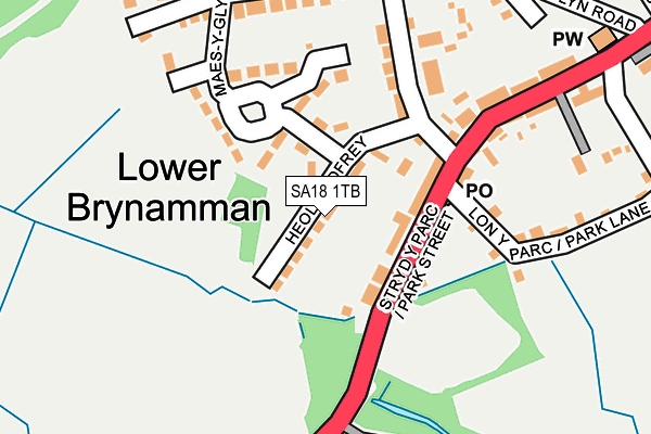 SA18 1TB map - OS OpenMap – Local (Ordnance Survey)