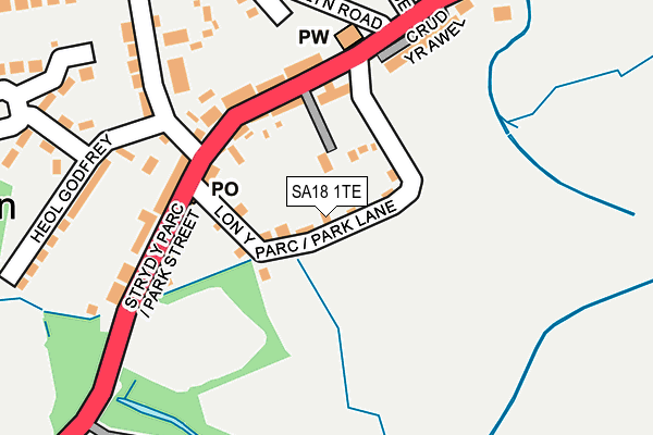 SA18 1TE map - OS OpenMap – Local (Ordnance Survey)