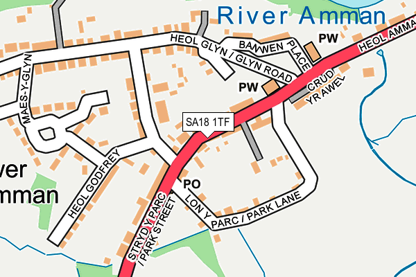 SA18 1TF map - OS OpenMap – Local (Ordnance Survey)