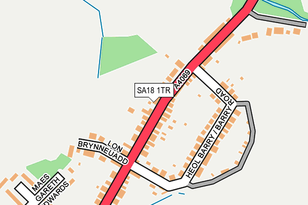 SA18 1TR map - OS OpenMap – Local (Ordnance Survey)