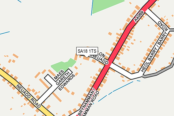 SA18 1TS map - OS OpenMap – Local (Ordnance Survey)