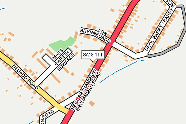 SA18 1TT map - OS OpenMap – Local (Ordnance Survey)