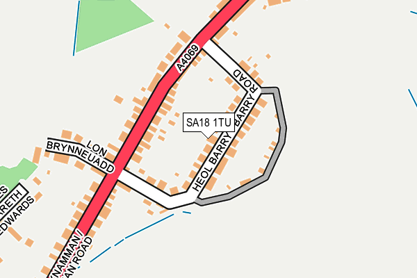 SA18 1TU map - OS OpenMap – Local (Ordnance Survey)