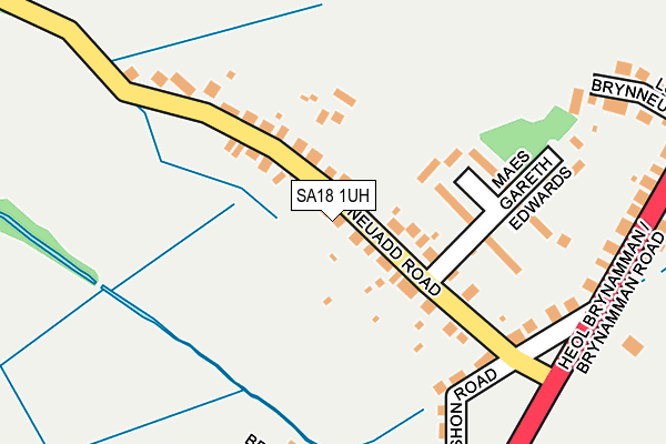 SA18 1UH map - OS OpenMap – Local (Ordnance Survey)