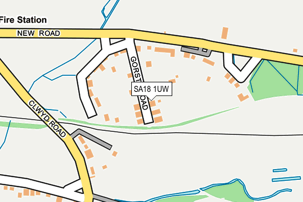 SA18 1UW map - OS OpenMap – Local (Ordnance Survey)