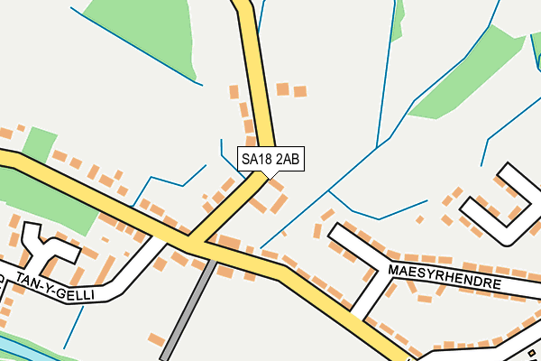 SA18 2AB map - OS OpenMap – Local (Ordnance Survey)