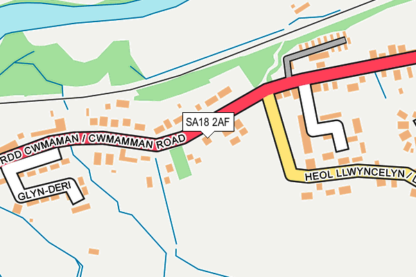 SA18 2AF map - OS OpenMap – Local (Ordnance Survey)