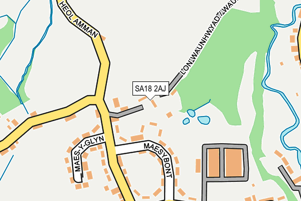 SA18 2AJ map - OS OpenMap – Local (Ordnance Survey)