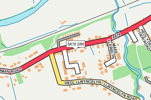 SA18 2AN map - OS OpenMap – Local (Ordnance Survey)